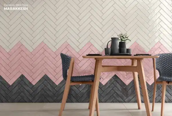 Image showing minimalist coffee space , highlighting Marakkesh wall tiles by Ashlee
