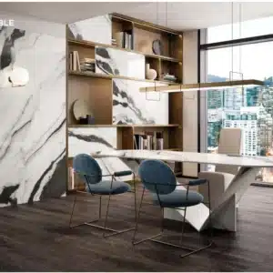 Image of office with table and chair, highlighting Panda Marble Floor & Wall Tiles
